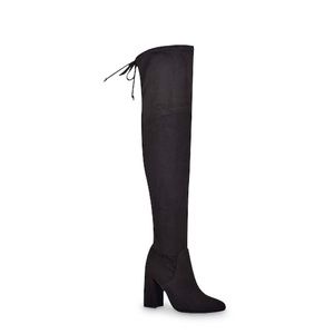 Unisa Black Suede Knee High Heel Boots